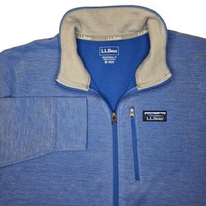 LL Bean Mens Blue Stretch Performance Pique Full Zip Long Sleeve Pullover M
